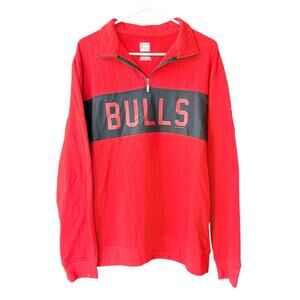 Chicago Bulls Men's Red Majestic Hardwood Classics 1/4 Zip Pullover SweatshirtXL